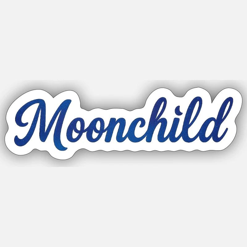 Moonchild Blue Script – Night Style - Sticker size S (10 x 10 cm) - white matte