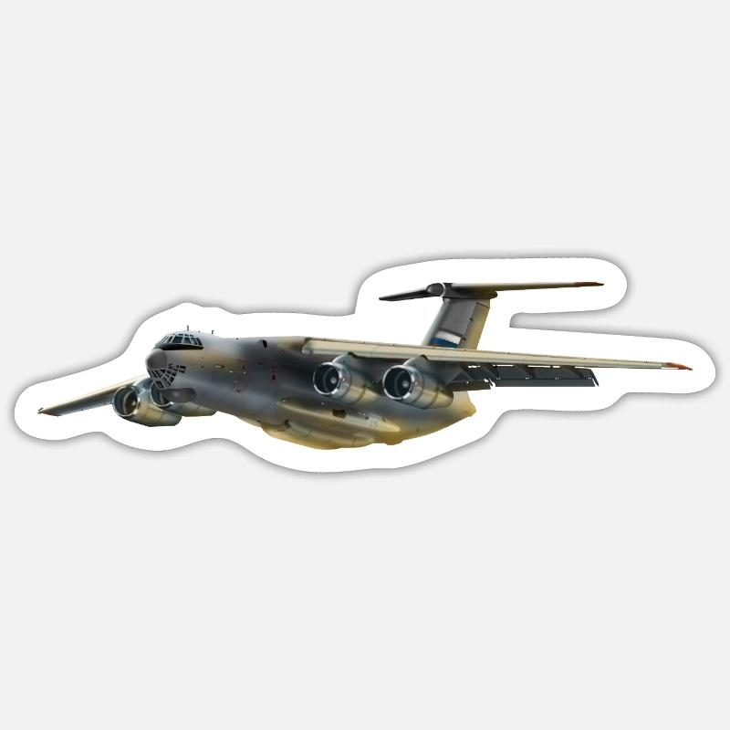 Silhouette d’avion cargo en gris - Sticker taille S (10 x 10 cm) - blanc mat