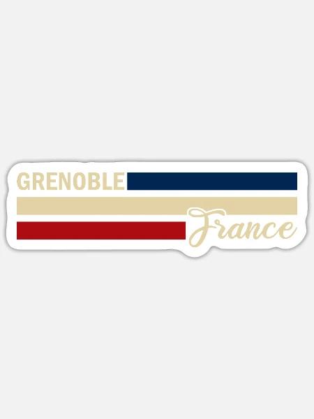 France - Grenoble - Frankreich - Flagge - Streifen - Sticker Größe S (10 x 10 cm) - Mattweiß