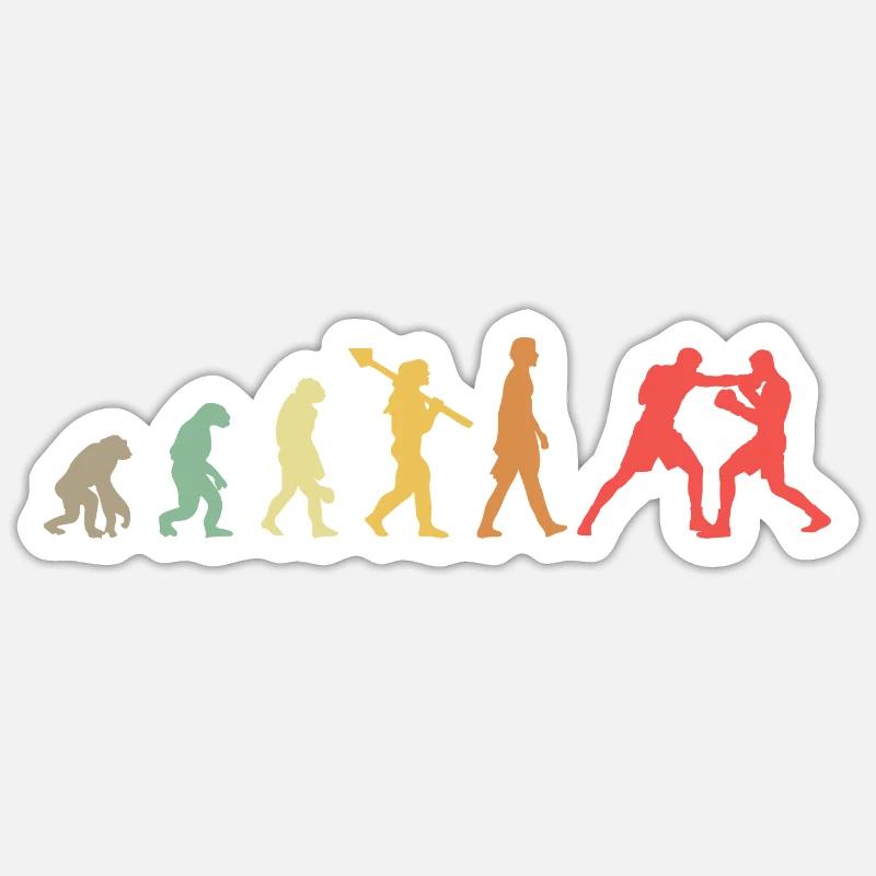 Boxing Evolution Boxing Development Rétro - Sticker taille S (10 x 10 cm) - blanc mat