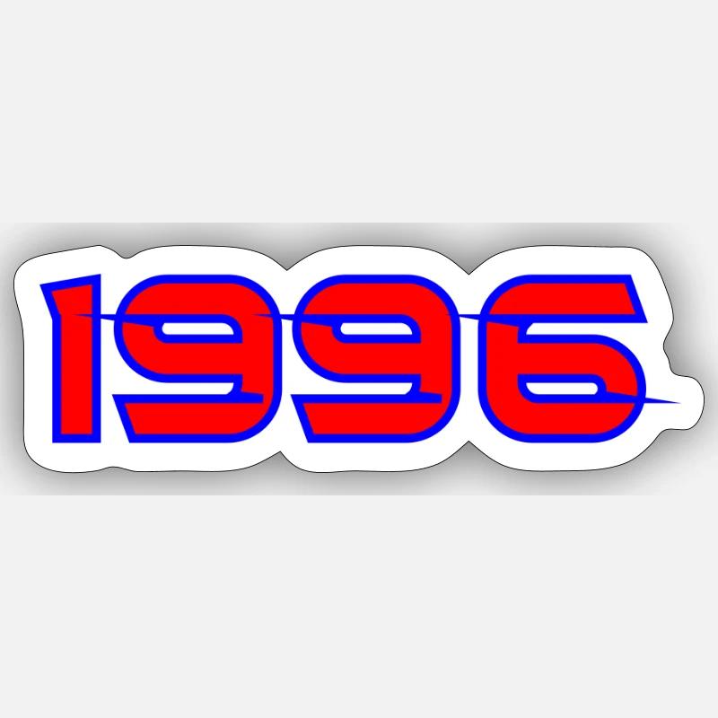 Logo néon rétro 1996 - Sticker taille S (10 x 10 cm) - blanc mat