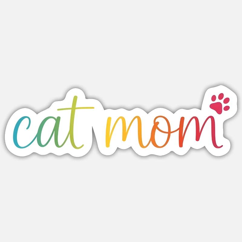 Cat Mom Regenbogen - Süßes Katzen Mama Design - Sticker taille S (10 x 10 cm) - blanc mat