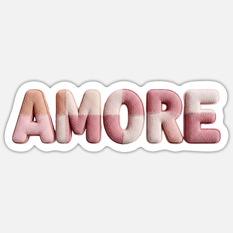 Amore Romantisches Schrift Design Patchwork Sticker Größe S (10 x 10 cm)