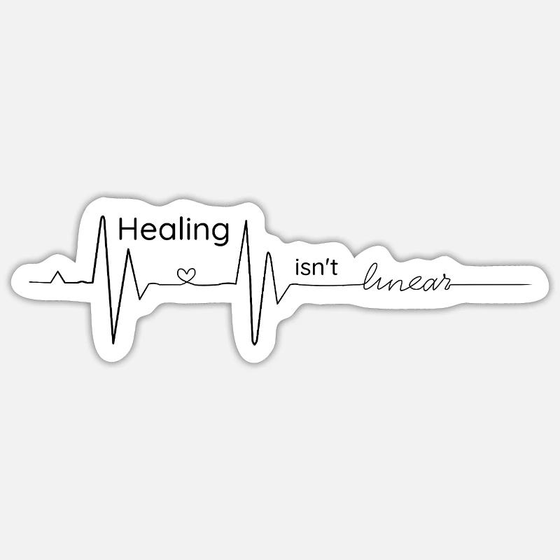 Healing is not linear - cardiogram - Sticker size S (10 x 10 cm) - white matte