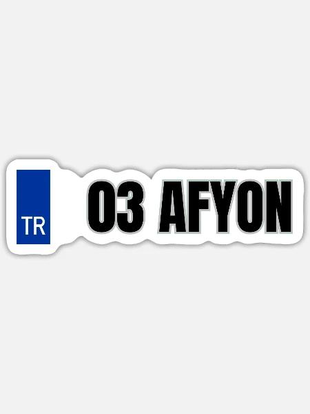 03 Afyon Kennzeichen | Türkisches Kennzeichen - Sticker Größe S (10 x 10 cm) - Mattweiß