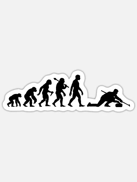 Curling Evolution Für Curler Curlingspieler - Sticker Größe S (10 x 10 cm) - Mattweiß