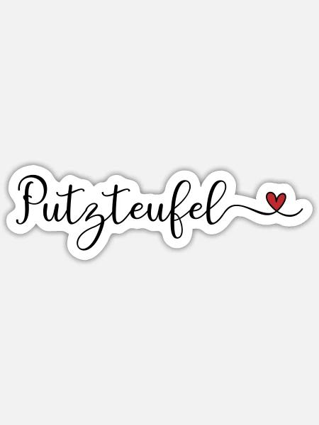 Putzteufel - Sticker Größe S (10 x 10 cm) - Mattweiß