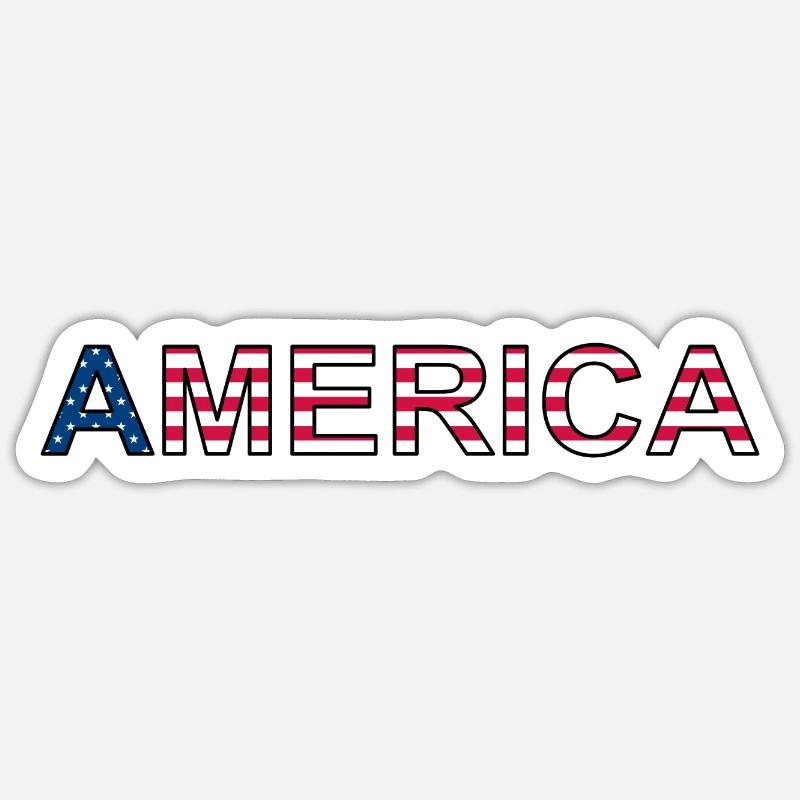 AMERIQUE - étoiles et rayures - Sticker taille S (10 x 10 cm) - blanc mat