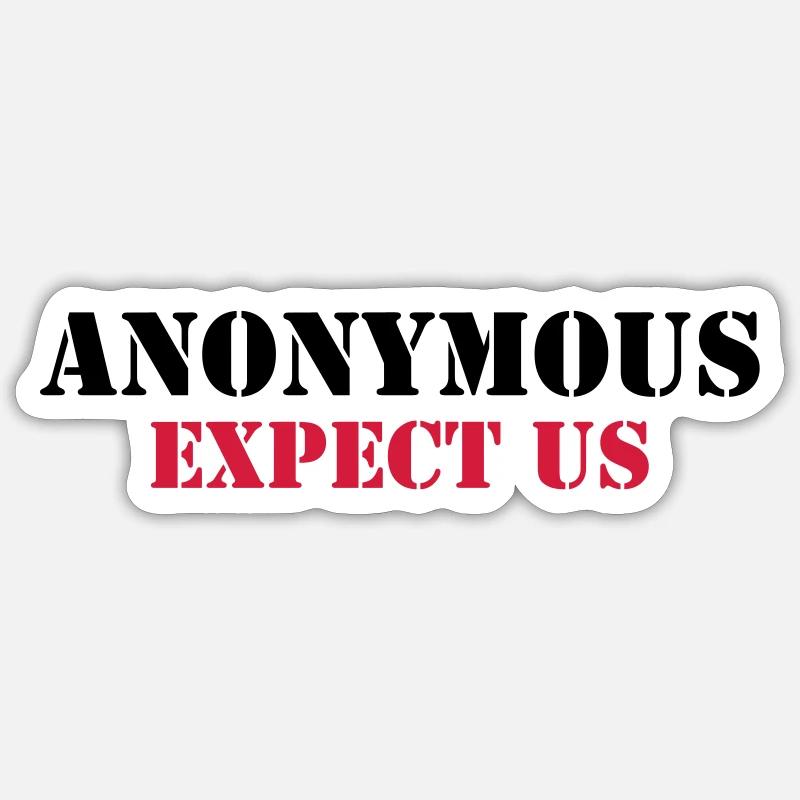 Anonymous : Expect us - Sticker taille S (10 x 10 cm) - blanc mat