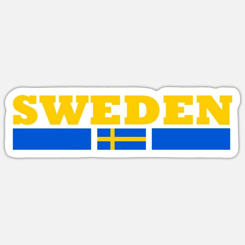 Drapeau suède - Sticker taille S (10 x 10 cm) - blanc mat