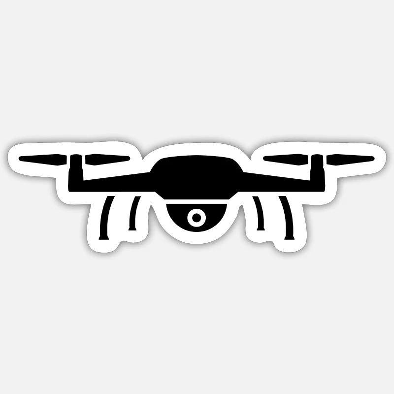 drone - Sticker taille S (10 x 10 cm) - blanc mat