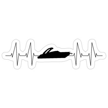 Motorboot Herzschlag - Sticker Größe S (10 x 10 cm) - Mattweiß - Vorne