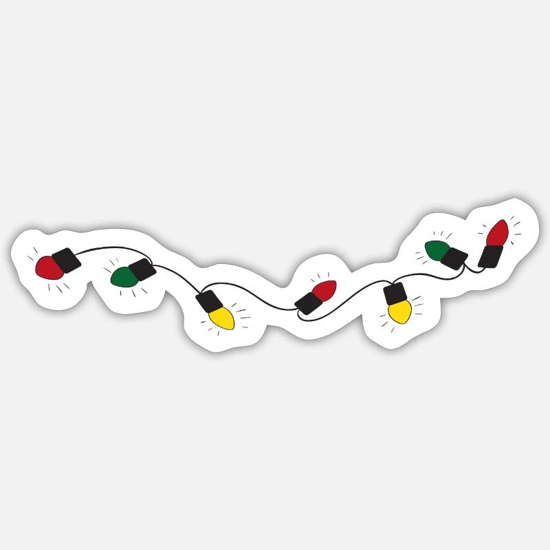 Lichterkette mit bunten Lichtern - Sticker Größe S (10 x 10 cm) - Mattweiß