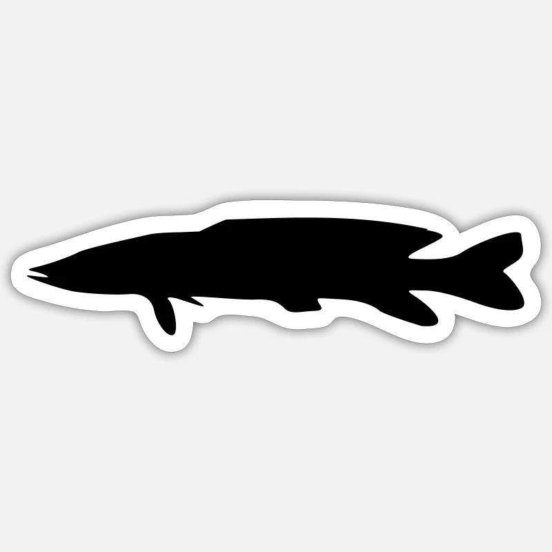 fisch hecht silhouette - Sticker Größe S (10 x 10 cm) - Mattweiß