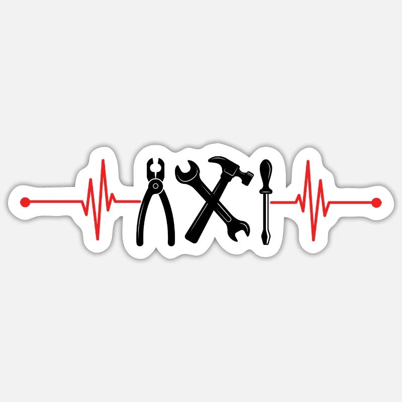 Cardio-batiers outil artisans bricolage - Sticker taille S (10 x 10 cm) - blanc mat