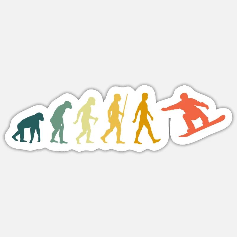 Snowboard Evolution Snowboarder Retro Sticker Größe S (10 x 10 cm)
