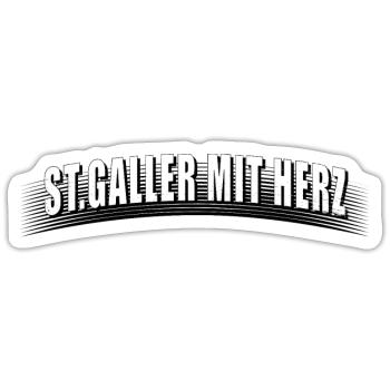 St Galler mit Herz mit Linienraster schmutzig - Sticker Größe S (10 x 10 cm) - Mattweiß - Vorne