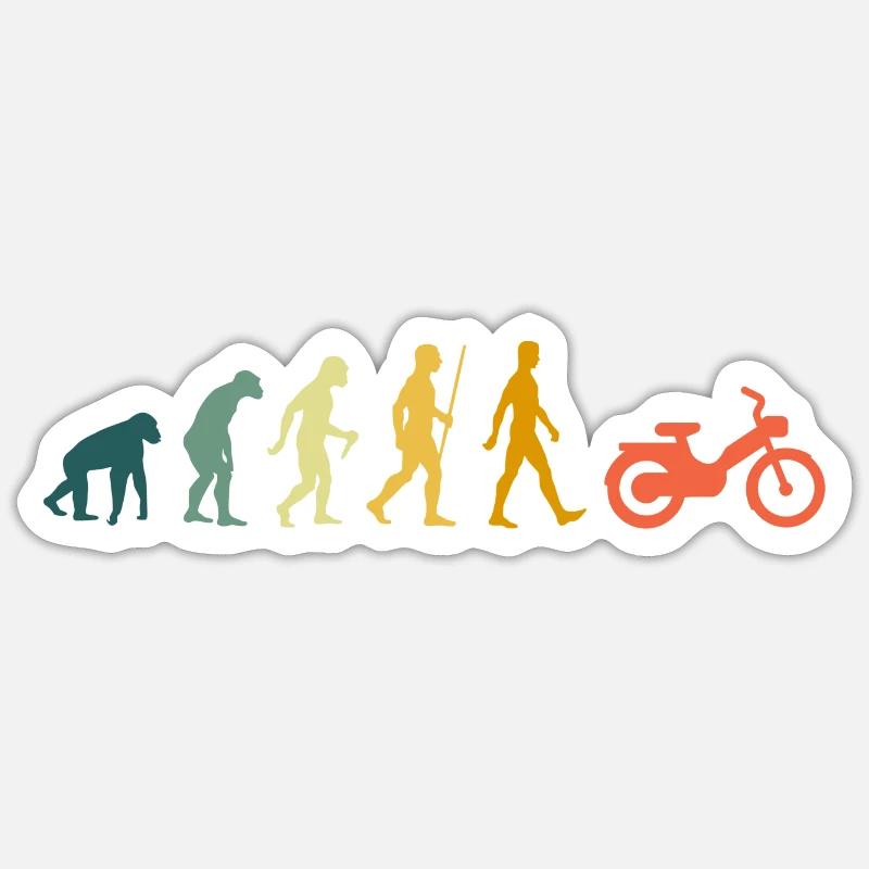 Mofa Evolution Moped Mofafahrer Retro - Sticker Größe S (10 x 10 cm) - Mattweiß
