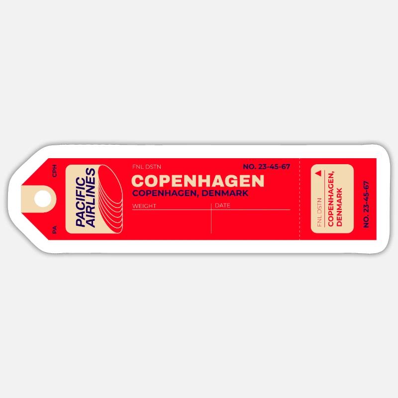 Kopenhagen - Ticket Sticker Größe S (10 x 10 cm)