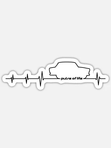 Trabi 601 EKG - Pulse of Life - Sticker Größe S (10 x 10 cm) - Mattweiß