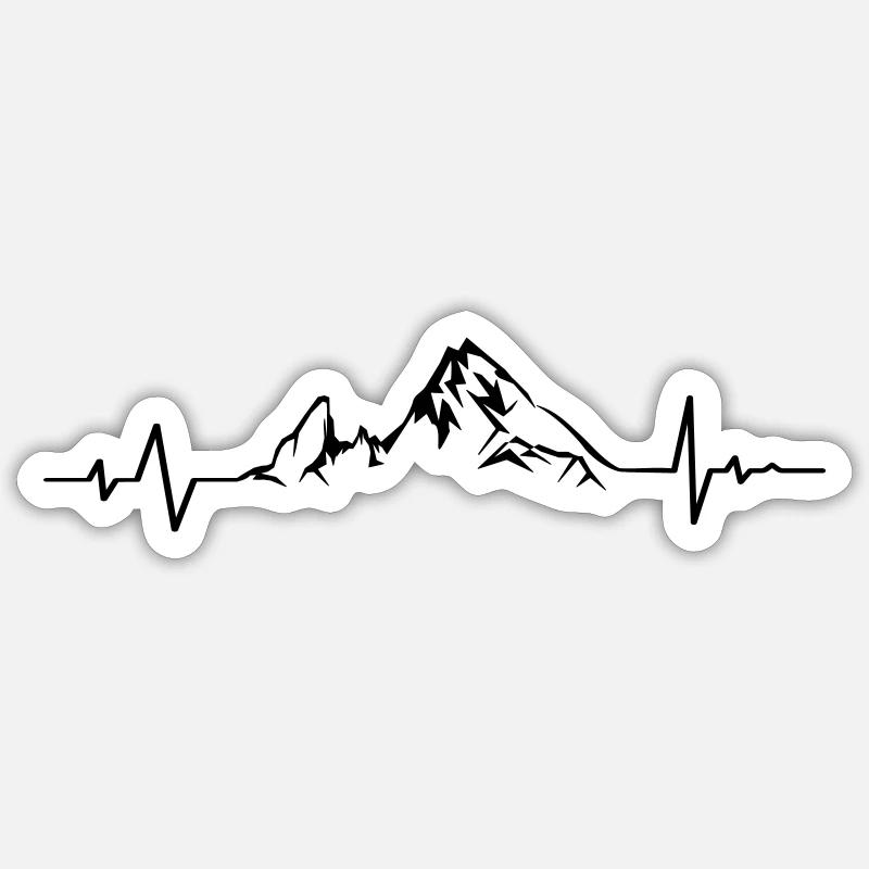 Berg Watzmann Heartbeat ECG - Couleur librement sélectionnable Sticker taille S (10 x 10 cm)