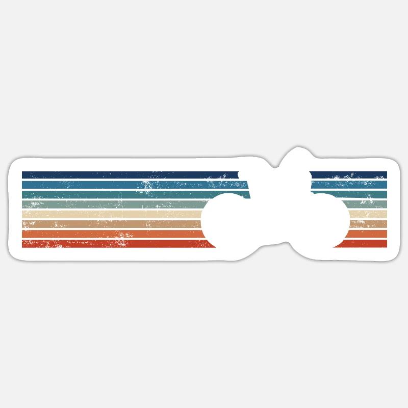 VTT Retro Stripes VTT - Sticker taille S (10 x 10 cm) - blanc mat