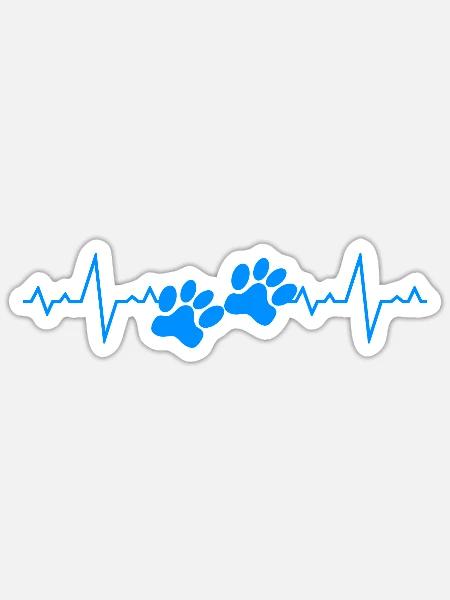 Hundeliebe Pfote Herzschlag Katze - Sticker Größe S (10 x 10 cm) - Mattweiß