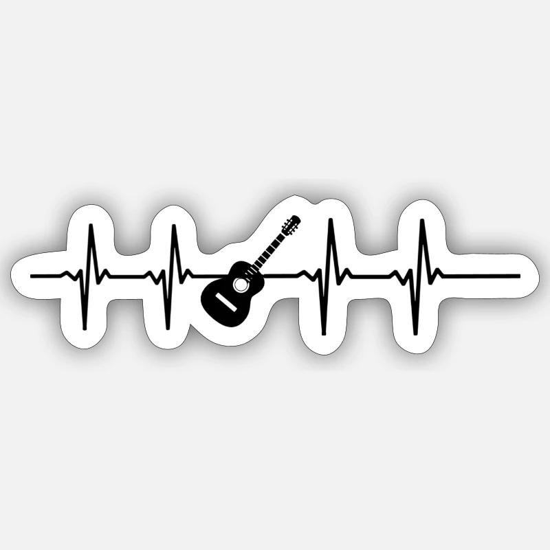 Gitarre - Sticker Größe S (10 x 10 cm) - Mattweiß