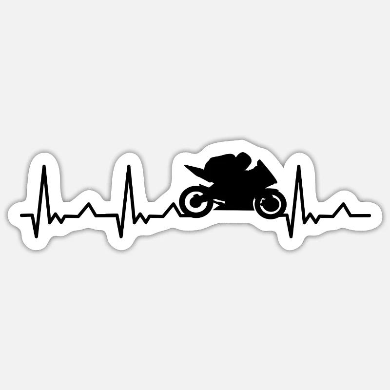 Motorcycle Heartbeat Biker Gift - Sticker size S (10 x 10 cm) - white matte
