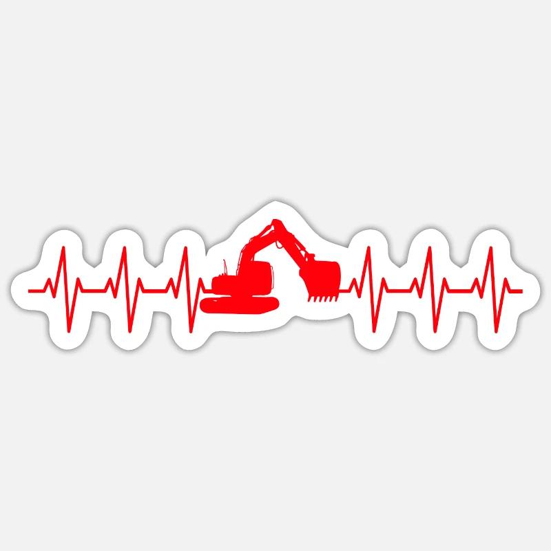 Excavator Heartbeat Construction Site Construction Workers Crafts Sticker size S (10 x 10 cm)