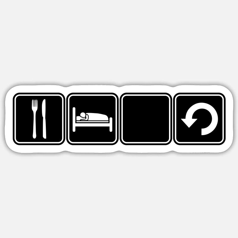 Eat Sleep Repeat - Sticker Größe S (10 x 10 cm) - Mattweiß