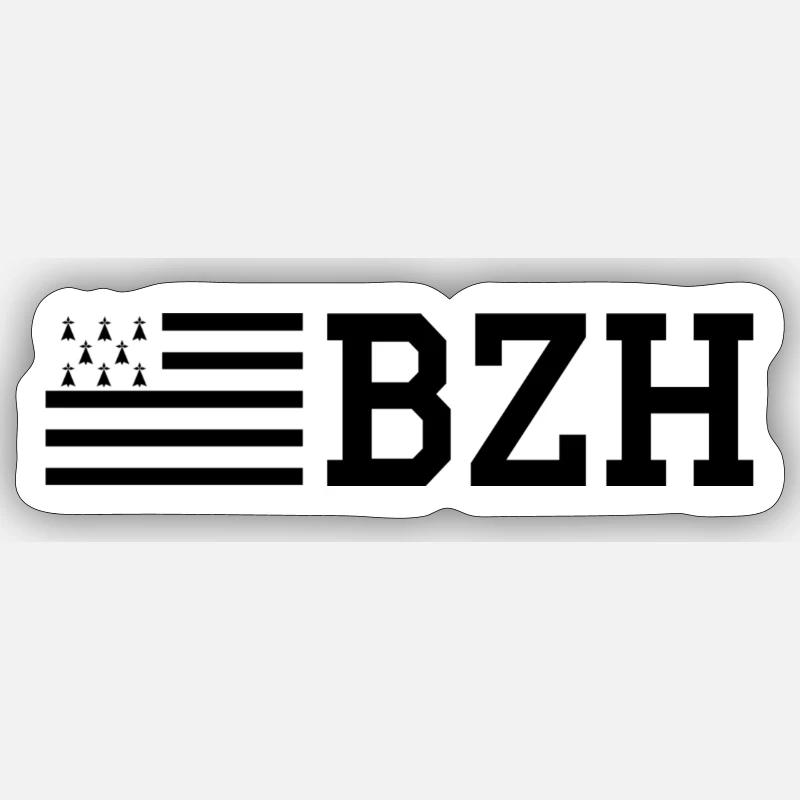 Drapeau BZH - Sticker taille S (10 x 10 cm) - blanc mat