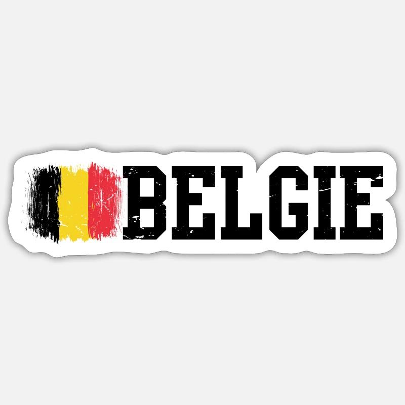 Brushstroke Belgian Flag - Sticker size S (10 x 10 cm) - white matte