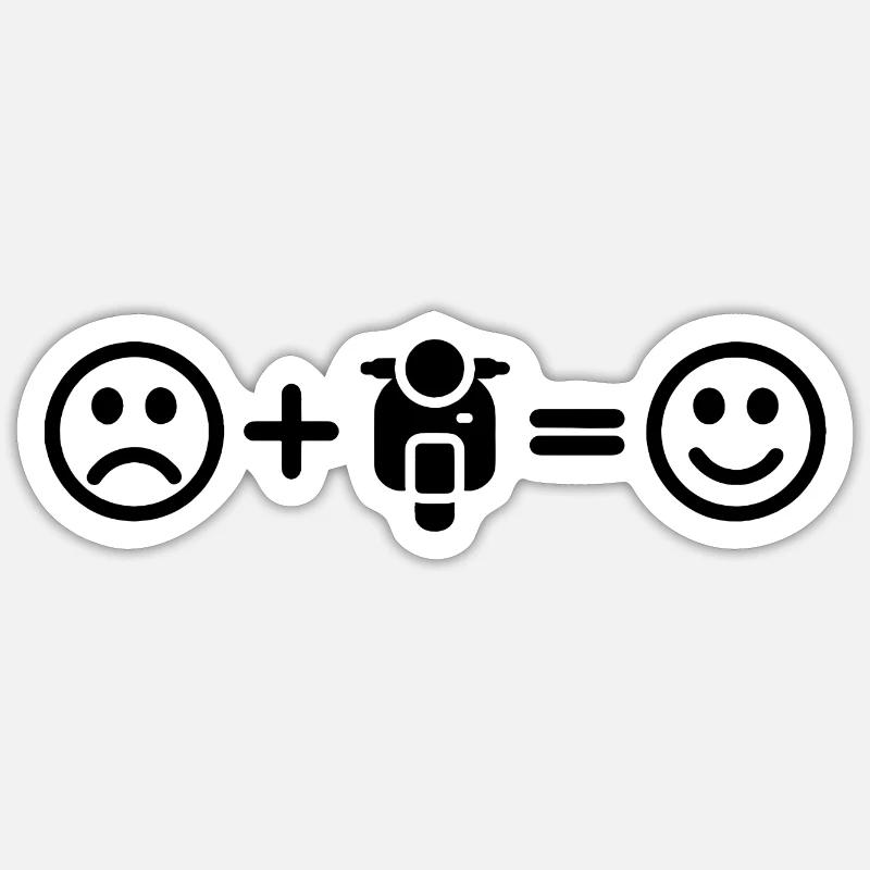 Motorroller Smiley Scooter - Sticker Größe S (10 x 10 cm) - Mattweiß