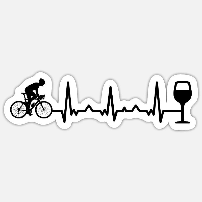 Vin Heartbeat et cyclisme - - Sticker taille S (10 x 10 cm) - blanc mat