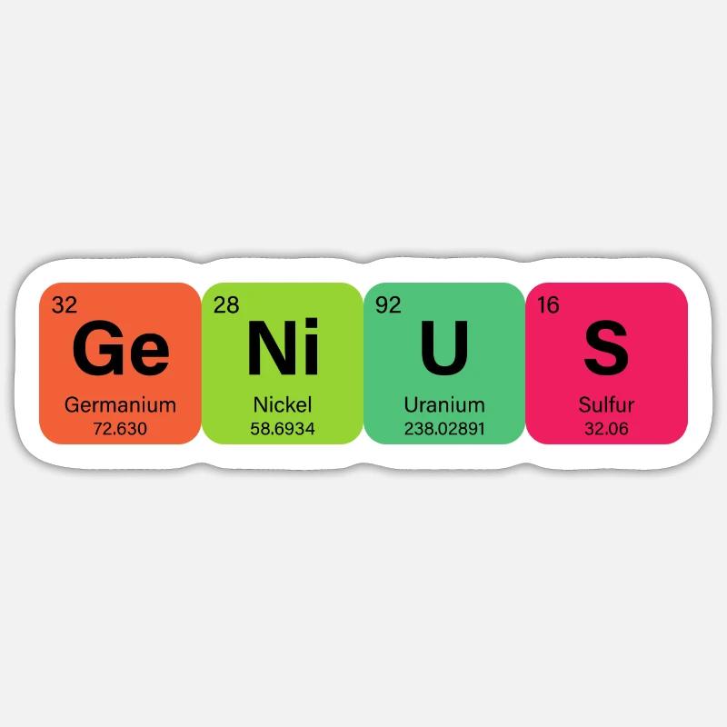Genius Periodic Table Element Sticker size S (10 x 10 cm)