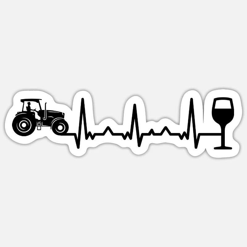 Heartbeat Wine and Agriculture - - Sticker size S (10 x 10 cm) - white matte