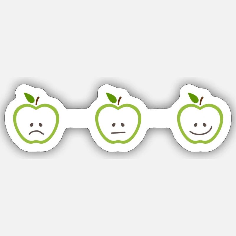 Apples with different faces - Sticker size S (10 x 10 cm) - white matte