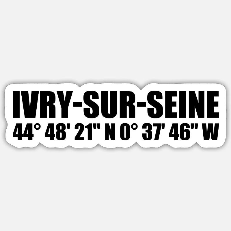 Ivry-sur-Seine coordinates - Sticker size S (10 x 10 cm) - white matte