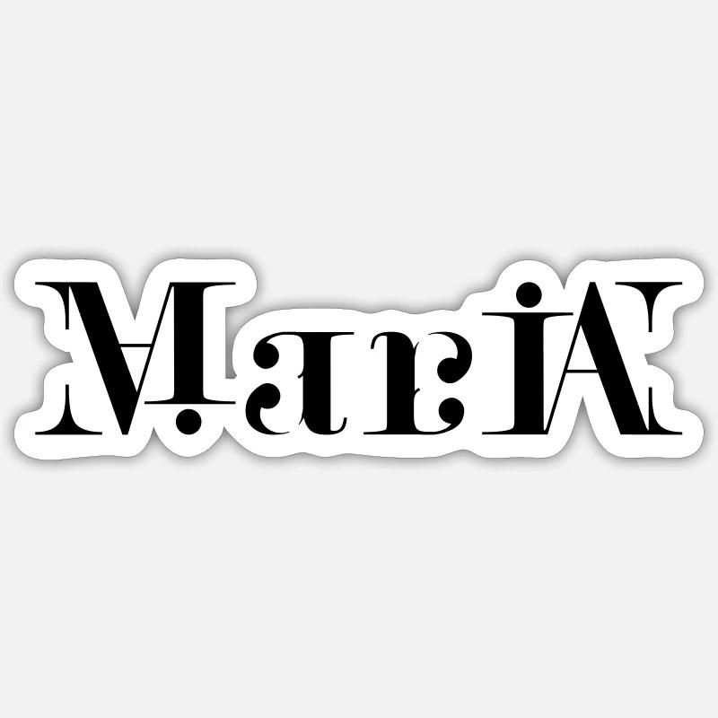 Maria Ambigram Logo - Sticker Größe S (10 x 10 cm) - Mattweiß