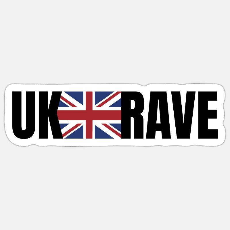 Royaume-Uni RAVE - Sticker taille S (10 x 10 cm) - blanc mat