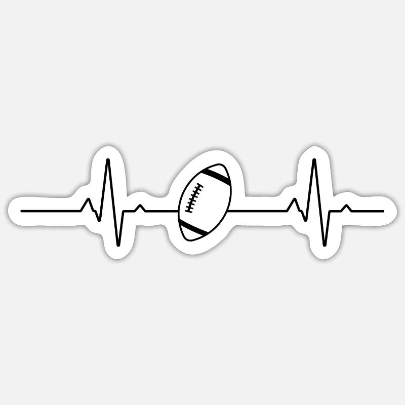 Rythme de mon cœur et baseball - Sticker taille S (10 x 10 cm) - blanc mat