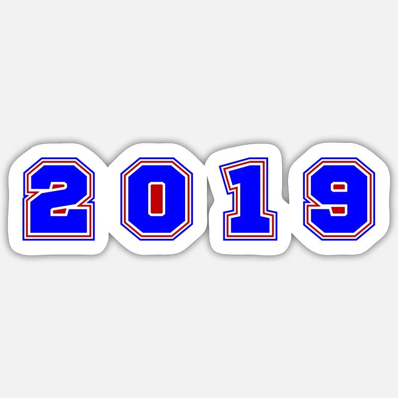 Numéro de l’année 2019 - Sticker taille S (10 x 10 cm) - blanc mat