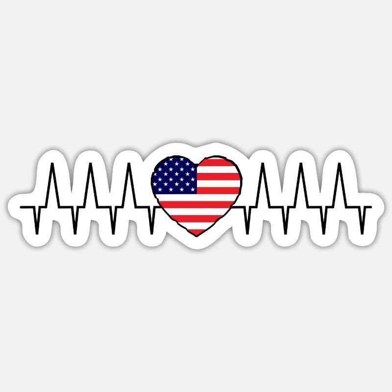 Herzfrequenz Amerika Sticker Größe S (10 x 10 cm)