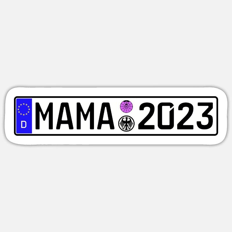 Mama 2023 Mutter werden Nummernschild Sticker Größe S (10 x 10 cm)