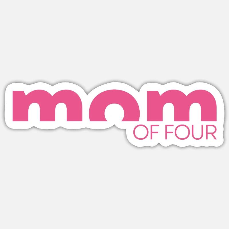 Mama von Vier Vierfache Mutter Muttertag Geschenk Sticker Größe S (10 x 10 cm)