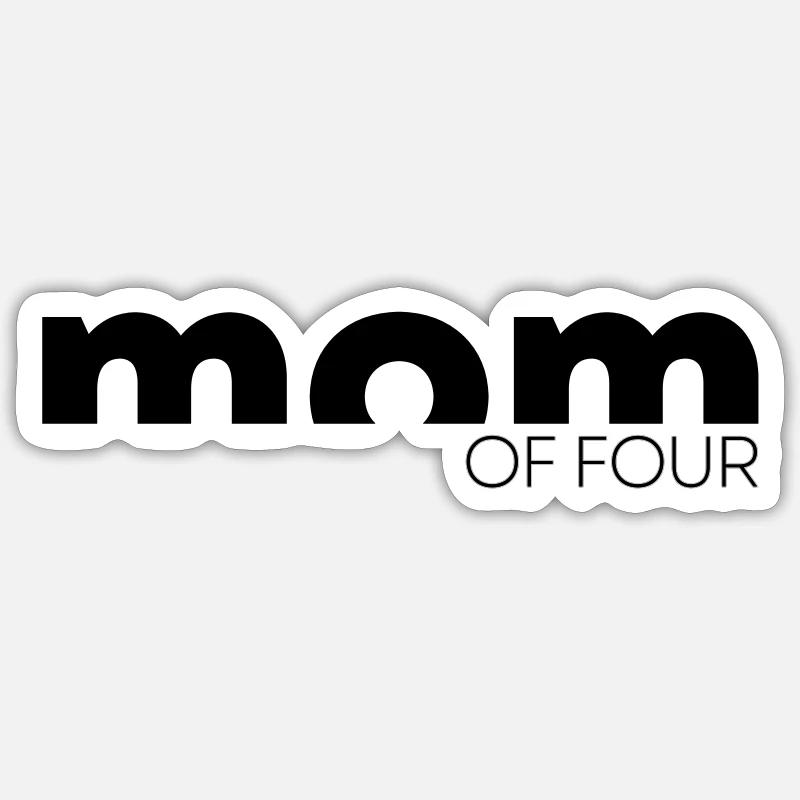 Mama von Vier Vierfache Mutter Muttertag Geschenk Sticker Größe S (10 x 10 cm)