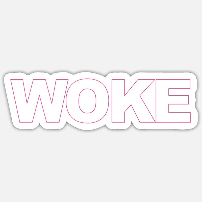 Autodérision : WOKE - Sticker taille S (10 x 10 cm) - blanc mat