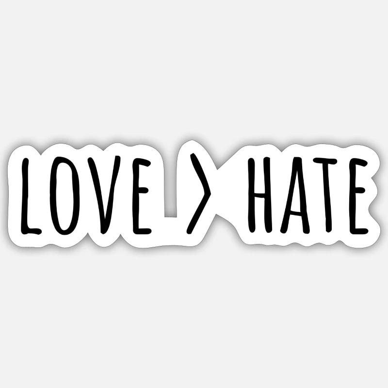 love > hate - Sticker Größe S (10 x 10 cm) - Mattweiß