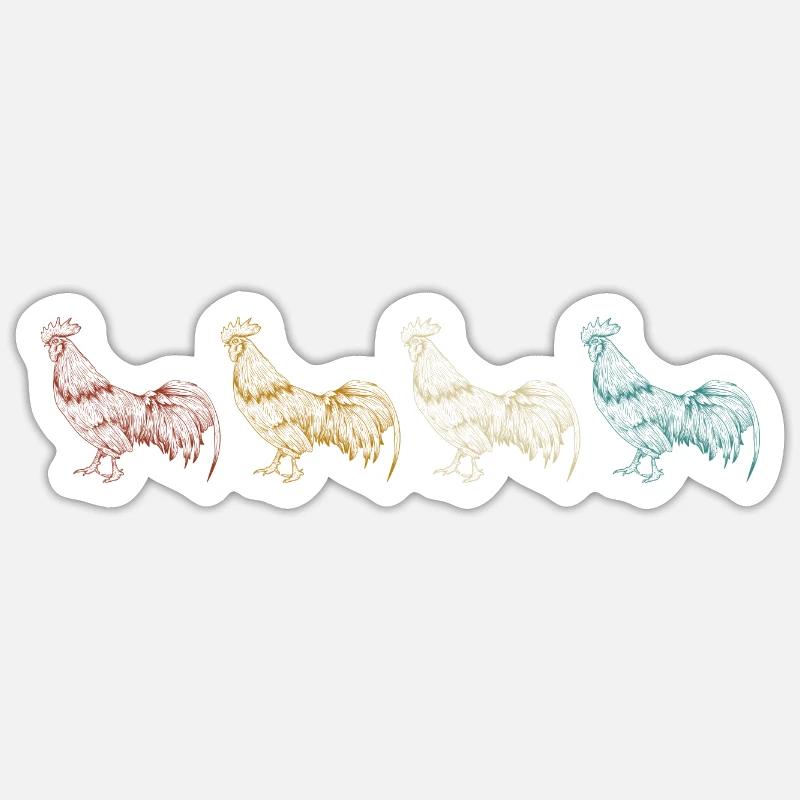 Rooster retro - Sticker size S (10 x 10 cm) - white matte